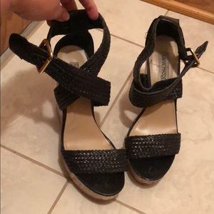 Steve Madden Black cork wedges!